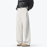 WIAOFELLAS  -  Black Casual Pants Men Fashion Oversized Wide Leg Pants Men Streetwear Korean Loose Straight Pants Mens Baggy Beige Trousers