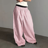 WIAOFELLAS  -  Men Striped Pants Joggers Elastic Waist Oversize Casual Wide Leg Trousers Men Streetwear 2025 Fashion Male Long Pants