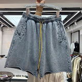 Wiaofellas  -  400g heavy wash vintage solid color sports shorts casual pants