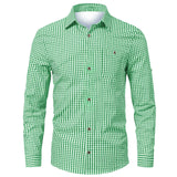 WIAOFELLAS  -  Casual Shirt Plaid Print Top Basic Men'S Long Sleeve Single Breasted Casual Versatile Lapel Basic Suitable For Work Daily Wear