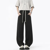 WIAOFELLAS  -  Autumn Men's Clean Fit Sweatpants Korean Bending Knife Pants Men Minimalist Straight-Leg Mid-Rise Wide-Leg Casual Long Trousers