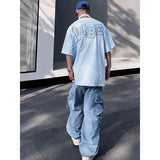 Wiaofellas  -  Y2K Cargo Pants for Men Hip Hop Harajuku Parachute Cargo Trousers Male Blue Japanese Loose Casual Streetwear Hip Hop