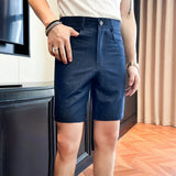 Wiaofellas  -  Summer Slim Fit Casual Shorts Men's Retro Denim Five Quarter Pants Versatile Casual Business Pants Comfortable Men Clothing