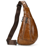 WIAOFELLAS  -  Soft Cow Leather Men's Chest Bag Genuine Leather Men's Chest Pack Small Crossbody Sling Bag Anti Theft Chest Bag Men Coffee