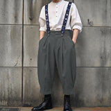Wiaofellas  -  Men's Jumpsuits Print Patchwork Sleeveless Straps Romper For Man Streetwear Loose Fashion Casual Male Suspender Overalls