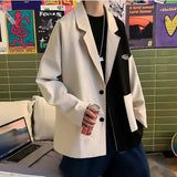 WIAOFELLAS  -  Teenager College Style Splicing Niche Design Feel Handsome and Personalized Suit