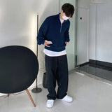 WIAOFELLAS  -  Autumn Winter New Fashion Men's Casual Trendy Loose Wide Leg Denim Trousers Male Black Grey Korean Style Jeans Pants Clothes