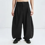 Wiaofellas  -  Men Striped Pants Button Loose Joggers Casual Wide Leg Trousers Men Streetwear Baggy Fashion Leisure Long Pants Men