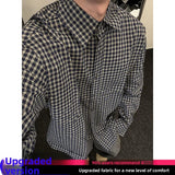 Wiaofellas  -  Men's Plaid irt Long Sve Collared Inner Wear Spring Autumn American Retro id Pattern Cleanfit Jaet Loose Fit