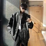 WIAOFELLAS  -  High-end Liquid Metal Design Fake Two-piece Jacket Men's Loose Handsome Short Jacket Casual Oversized Hip-hop Streetwear Coats