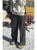 WIAOFELLAS  -  Deep ey Heavyweight Knitted Casual Straight Leg Trousers for Men And Women Loose Fit Comfortable Autumn Winter Pants