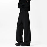 WIAOFELLAS  -  Grey Belt Suit Pants Men Fashion Society Mens Black Dress Pants Korean Loose Wide Leg Pants Mens Office Formal Trousers M-3XL