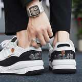WIAOFELLAS  -  Autumn Men Casual Shoes Fashion Solid Colour Chunky Anti Skid Sports Sneakers Thick Sole Comfortable Breathable Mesh Footwear 44