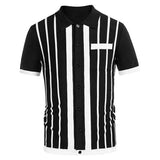 WIAOFELLAS  -  Mens Retro Business Polo Shirt Stripe Pattern Luxury Short Sleeve Casual Knitted Golf Wear Spring And Summer New Style