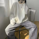 Wiaofellas  -  Autumn Crew Neck Solid Color Pullover Sweaters For Men Casual Y2K Knitted Sweater High Street Fashion Jumpers Hombre