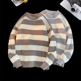 Wiaofellas  -  Men's Winter Sweater Harajuku Fashion Striped Sweter Oversize Pullover Warm Knitted Sweater Men's Clothing