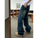 WIAOFELLAS  -  Spring/Autumn American Men Women Handsome High Street Washed Straight Leg Jeans Couple Loose Retro Harajuku Casual Pants