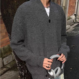 WIAOFELLAS  -  Sweater and Sweater Jacket Men's Autumn Cardigan Solid Color Versatile Relaxed Lazy and High-end Top Couple's Jacket