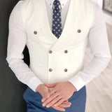 Wiaofellas  -  Men Vest Pink Solid Double Button With Lapel Business Casual Waistcoat For Wedding Banquet Work Set Men Suit Vest