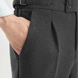 WIAOFELLAS  -  British Style Woolen Naples Suit Pant For Men Tweed High Waist Straight Trousers Autumn Winter Business Casual Pant Streetwear