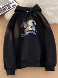 WIAOFELLAS  -  Winter Letter Graphic Printed Pullover Hoodies For Men 2025 New Hip Hop Fashion Hooded Sweatshirts High Street Fleece Y2K Hoody