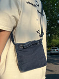 WIAOFELLAS  -  Personality washed denim bag men's new shoulder bag simple Joker Messenger bag fashion sports mobile phone bag