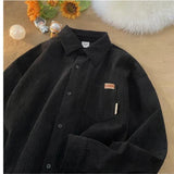 Wiaofellas  -  Men's New Autumn and Winter Corduroy Long-sleeved Loose Thickened Trendy Casual Polo Shirt