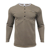 WIAOFELLAS  -  Mens Long Sleeve T-Shirt Slim Fit Striped Top Autumn Base Warm Fashion Henry Shirt Long Sleeve Pullover Versatile Men'S Clothing