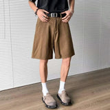 WIAOFELLAS  -  Summer Simple Men's Jeans Solid Color Menswear Sport Washing Straight Wide Leg Loose Cleanfit Male Denim Shorts
