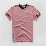 Wiaofellas  -  Retro Distressed Cotton round Neck Short Sleeve T-Shirt Loose Fit Basic Color Summer Youth Fashion Standard Tailoring Male Top