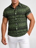 Wiaofellas  -  Men's Ethnic Style Short-Sleeve Floral Shirt, Summer Men's Short-Sleeve Floral Shirt