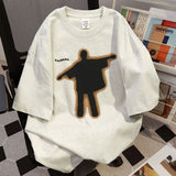 WIAOFELLAS  -  American Vintage Men's New Pullover O-Neck Patchwork Printing Letters Fashion Elegant Loose Fitting Short Sleeved Tops