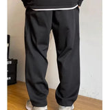 WIAOFELLAS  -  Spring Autumn Men's Clothing Solid Color Elastic High Waisted Pockets Zipper Casual and Fashionable Cargo Drawstring Pants
