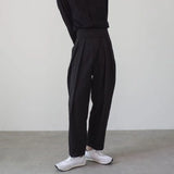 WIAOFELLAS  -  Summer New Men's Solid Color Wrinkled Velcro High Waist Trousers Retro Casual Fashion Trend Simple Loose Niche Men's Bottoms