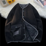 WIAOFELLAS  -  Lamb Wool Coat Couple Cotton Clothes Winter New Warm Cotton Jacket Loose Large Size Shake Grain Velvet Coat Unisex Outerwear