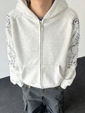 Wiaofellas  -  Spring New Casual Mens Hooded Sweatshirts Long Sleeve Zip-up Letter Printed Rivet Hoodies For Men Fashionable Loose Hoodie