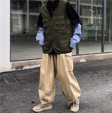 WIAOFELLAS  -  Cargo High-end Vest Korean Style Streetwear Japanese Retro Functional Multi-pocket Work Solid Color Pocket Vest Jacket Aesthetic