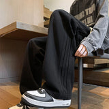 Wiaofellas  -  New Men's Side Stripe Sweatpants Casual Drawstring Baggy Trousers Y2K Vintage Gym Jogger Pants Streetwear Pantalones Hombre
