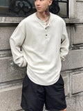 WIAOFELLAS  -  Solid T-shirts Men Long Sleeve Loose Fit Spring Korean Style All-match Design Minimalist Leisure Casual Harajukku Teens Chic New