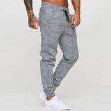 Wiaofellas  -  New Casual Mens Plaid Printed Pants Spring Autumn Fashion Drawstring Lace-up Pants Sports Fitness Men Running Jogging Pants