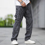 WIAOFELLAS  -  Streetwear Trendy Versatile Jeans Men Multi Pocket Cargo Pants Spring And Autumn American Vintage Straight Leg Denim Trousers