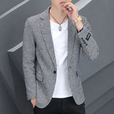 Wiaofellas  -  Men's Casual Business Stylish Gentleman Korean-Style British Casual Slim-fitting Solid-Color Suit Jacket Fashion Wedding Wear