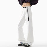 WIAOFELLAS  -  Niche Design Men's Casual Pants Belt Design Wide Leg Loose Bottom Contrast Color Elastic Waist Male Flared Trousers
