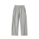 WIAOFELLAS  -  Autumn Men's Clean Fit Sweatpants Korean Bending Knife Pants Men Minimalist Straight-Leg Mid-Rise Wide-Leg Casual Long Trousers