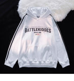 WIAOFELLAS  -  Retro American Striped Letter Hoodie Unisex Fleece Lined Jacket Cotton Full Sleeve Hooded Sweatshirt for Men And Women