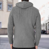 Wiaofellas  -  Stylish Solid Color Knitting Cardigans Mens Casual Long Sleeve Buttoned Hooded Sweater Jackets Men Autumn Fashion Sweatercoats