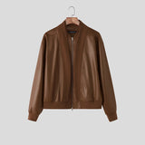 WIAOFELLAS  -  Men Jackets PU Leather Patchwork Stand Collar Long Sleeve Zipper Coats Men Streetwear Loose Punk Style Fashion Jackets