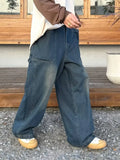 Wiaofellas  -  New Streetwear Oversize Jeans Cargo Pants Loose Wide Leg  Solid Color Japanese Harajuku Casual Denim  Plus Size 5xl