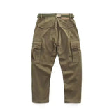 WIAOFELLAS  -  Spring Autumn American Vintage Men's Cotton Pants Make Old Loose Logging Cargo Trousers  Multiple Pockets Design Straight Pants