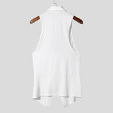 WIAOFELLAS  -  Men Tank Tops Patchwork Hollow Out Lapel Sleeveless Sexy Male Vests Summer Streetwear 2025 Fashion Casual Men Clothing